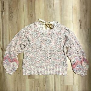 Sweater with satin ribbon back tie